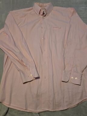 Vintage Wrangler Western Shirt Mens L Tough Enough to Wear Pink Button Down